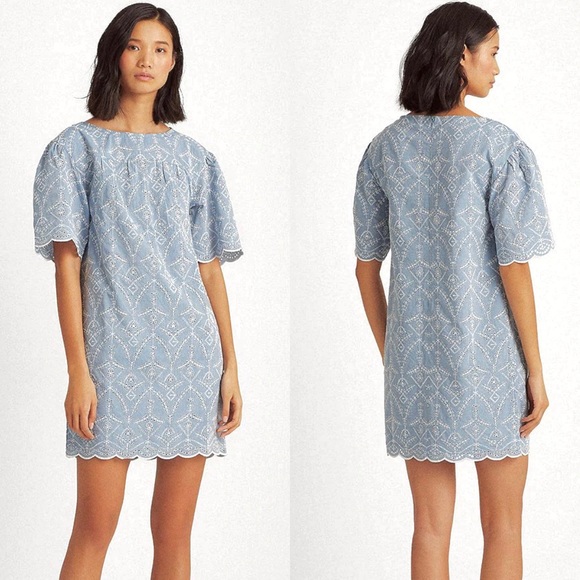 Lauren Ralph Lauren Dresses & Skirts - NEW Lauren Ralph Lauren chambray eyelet scalloped shift dress size 16